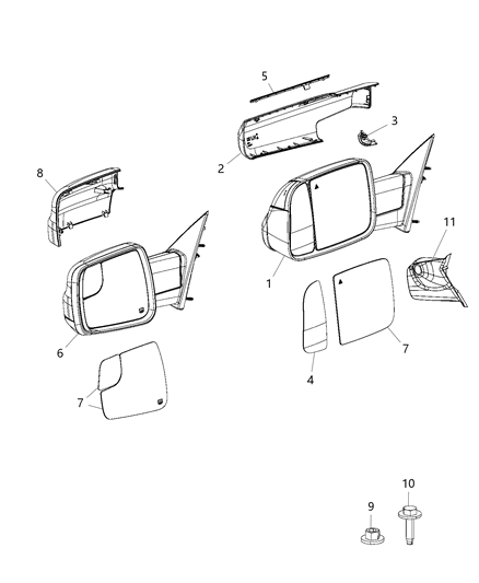New 2021 Fits Chrysler 1500 Mirror-Outside Rearview - Part # 6YJ61GW7AA