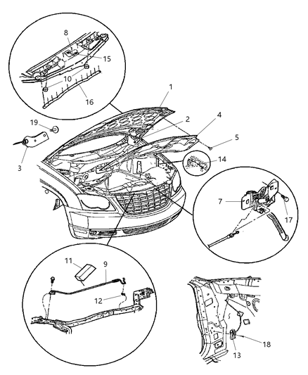 New 2004-2008 Fits Chrysler Pacifica Striker-Hood Latch - Part # 4719829AA
