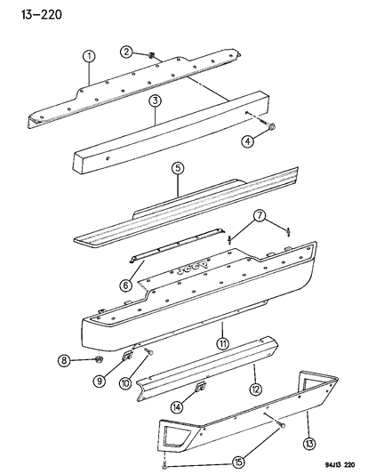 New 1994-1995 Fits Chrysler Wrangler Support Front Step Pad - Part # 83507234