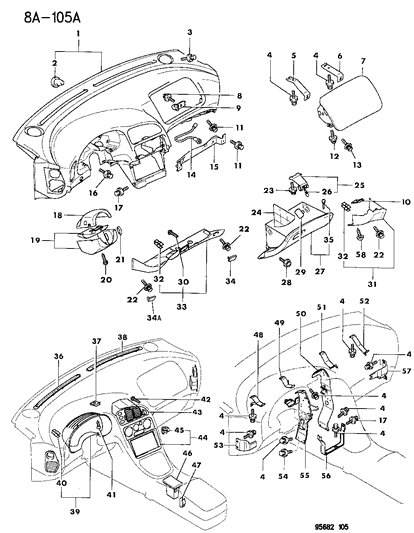 New 1995-1996 Fits Chrysler Avenger Air Bag Module Brown - Part # MR250886