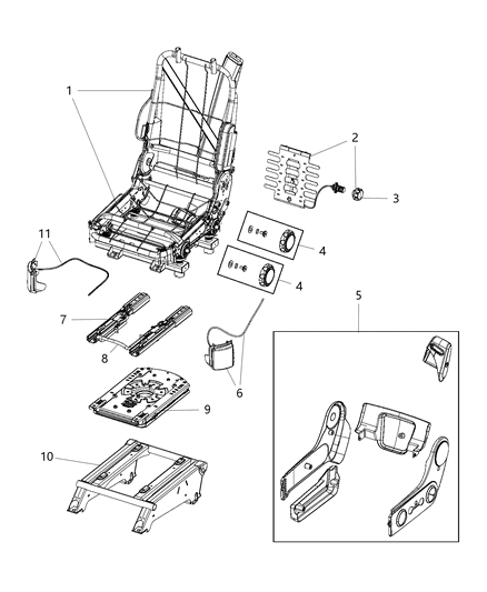 New 2014-2015 Fits Chrysler 1500 Adjuster-Manual Seat - Part # 5SG57LXBAA