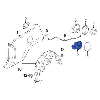 New OEM Genuine Mini, Rear Fuel Filler Housing - Part # 51175A1BFF7