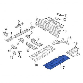 New OEM Genuine Mini, Front Left Floor Pan Splash Shield - Part # 51757290803