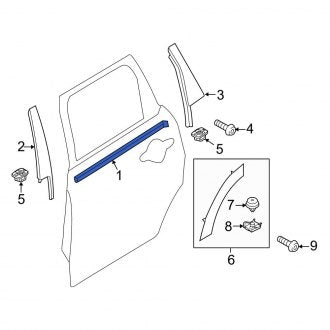 New OEM Genuine Mini, Center Left Door Belt Molding - Part # 51357473261