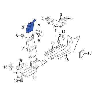 New OEM Genuine Mini, Right Upper Door Pillar Post Trim Set - Part # 51439804670