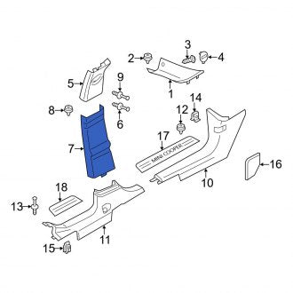 New OEM Genuine Mini, Left Lower Door Pillar Post Trim Set - Part # 51439804677