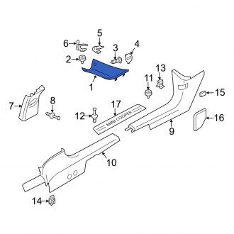 New OEM Genuine Mini, Left Body A-Pillar Trim Panel - Part # 51439812099