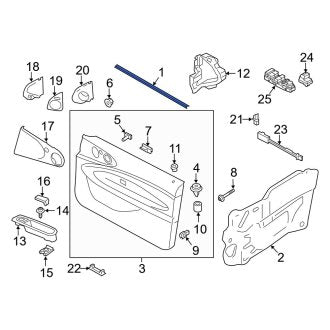 New OEM Genuine Mini, Front Right Inner Door Window Belt Weatherstrip - Part # 51339813514