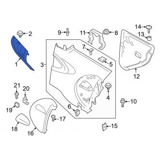 New OEM Genuine Mini, Left Upper Door Pillar Post Trim Set - Part # 51439809013