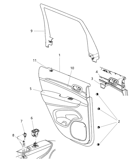 New 2015 Fits Chrysler Grand Cherokee Panelassy-Rear Door Trim - Part # 5UR633XRAA