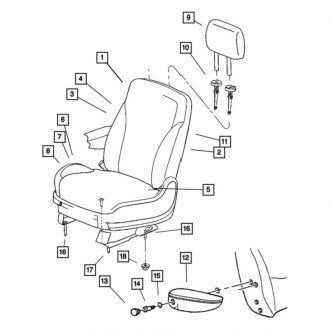 New OEM Front Left Seat Cover Fits, 2005-2006 Chrysler Pacifica - Part # 1AY511L2AA