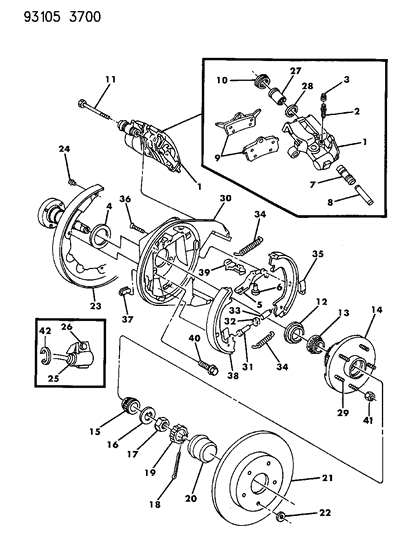 Shoe And Lining Package, Rear Wheel Disc (2 Inner, 2 Outer)