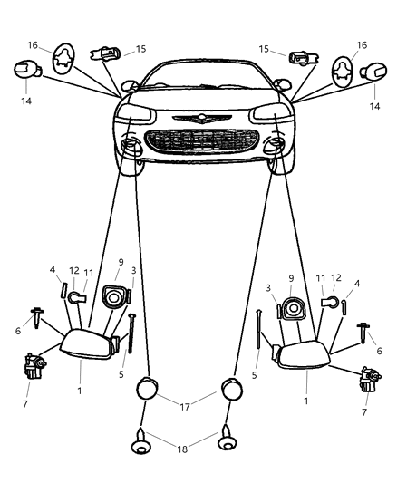 New 2004-2006 Fits Chrysler Sebring Headlamp Module - Part # V7106036AA