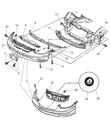 Support Assembly, Radiator Grille To Upper Crossmember