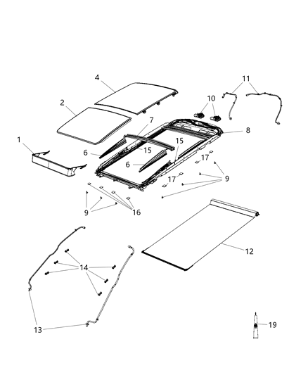 New 2019-2020 Fits Chrysler Grand Cherokee Sunroof - Part # 6TJ09DX9AB