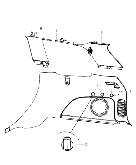New 2014 Fits Chrysler Grand Cherokee Panel-Quarter Trim - Part # 1GU371ULAG