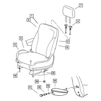 New OEM Front Left Seat Cover Fits, 2005-2006 Chrysler Pacifica - Part # 1CR231L5AA