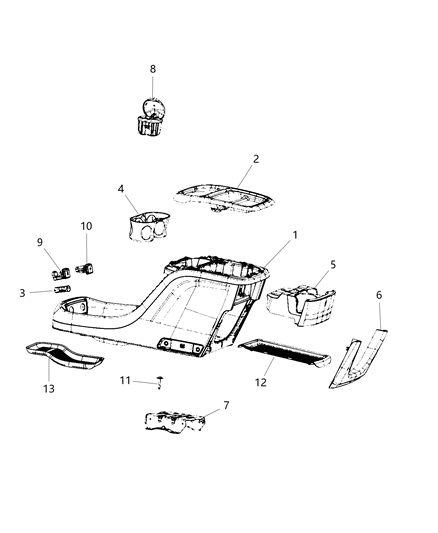 New 2018-2019 Fits Chrysler Pacifica Console-Floor - Part # 5RJ941D2AH