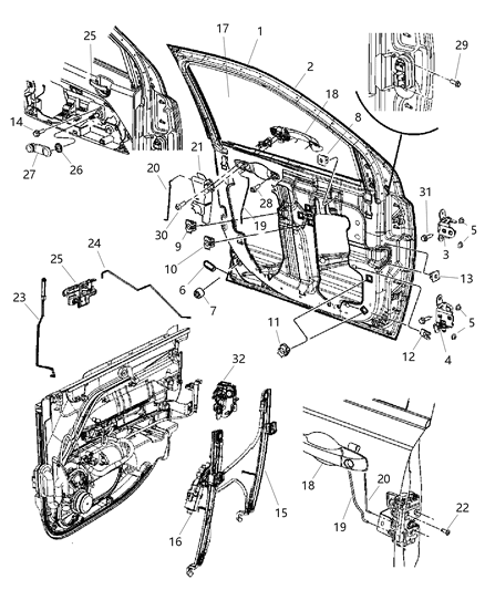 New 2007 Fits Chrysler Patriot Knob-Door Latch - Part # 1DF66DX9AA