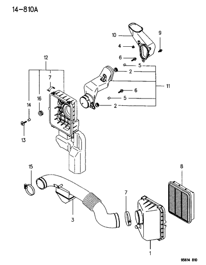 New 1995-2000 Fits Chrysler Sebring Duct Fresh Air Intake, Part # MB925160