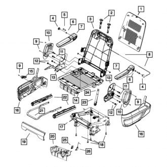 New OEM Center Left Seat Armrest Fits, 2012-2015 Ram CV - Part # 1HU61BD1AA