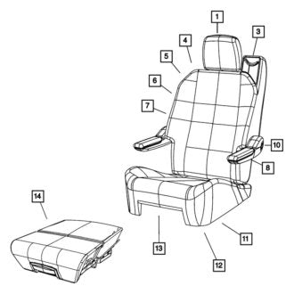 New OEM Center Right Seat Armrest Fits, 2008-2010 Chrysler Town and Country - Part # 1HU621S3AA