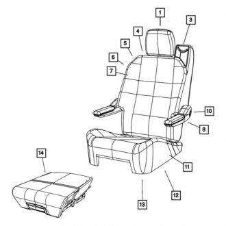 New OEM Center Right Seat Armrest Fits, 2009-2010 Chrysler Town and Country - Part # 1HU621T1AA