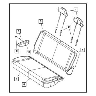 New OEM Center Headrest Fits, 2010 Chrysler Town and Country - Part # 1HU631K2AA