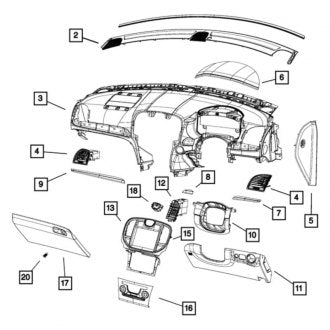 New OEM Front Dashboard Air Vent Trim Fits, 2011-2014 Chrysler 300 - Part # 1JQ67HL9AK