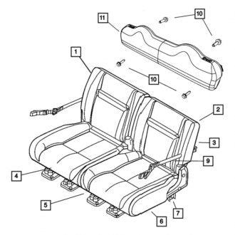 New OEM Rear Right Seat Cover Fits, 2008 Chrysler PT Cruiser - Part # 1LS941KAAA