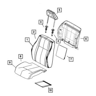 New OEM Front Right Headrest Fits, 2009 Dodge Caliber - Part # 1MV43XDVAA