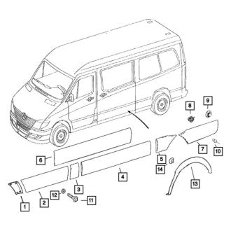 New OEM Rear Right Body Trim Molding Fits, 2007-2009 Dodge Sprinter - Part # 1RQ08P01AA