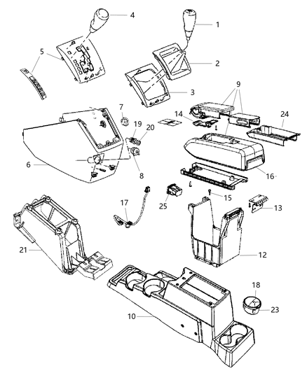 New 2007-2008 Fits Chrysler Caliber, Compass, Patriot Bezel-Console Shifter - Part # YZ99DSFAB