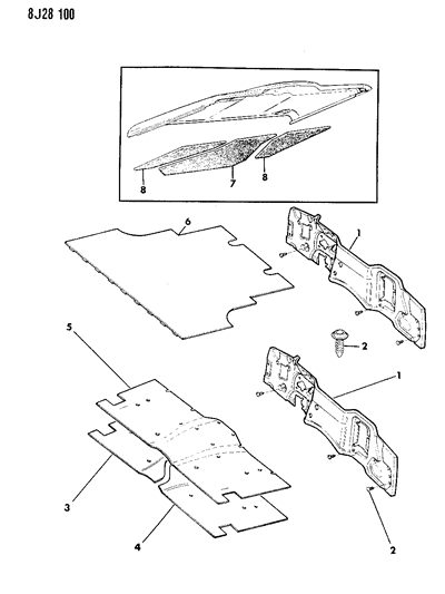 New 1984-1991 Fits Chrysler Wagoneer Insulation - Part # J5460166