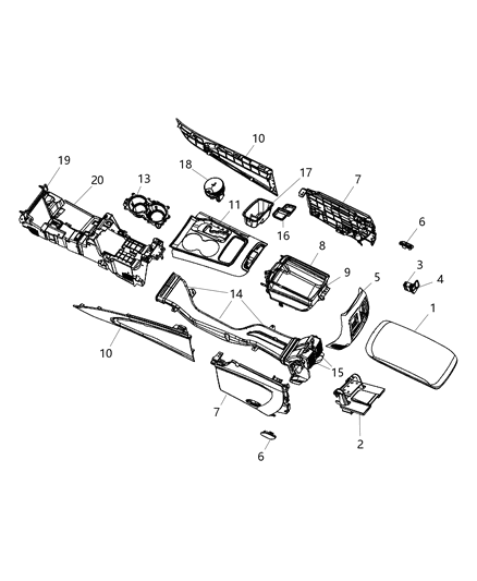 New 2013 Fits Chrysler Grand Cherokee Console Armrest - Part # 6KM371X9AA