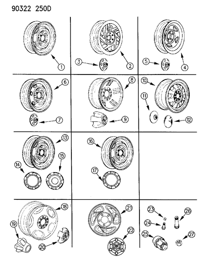 Cap, Ram, Wheel Painted, D-Gray, (Used /Wjk Wheel), 1991)