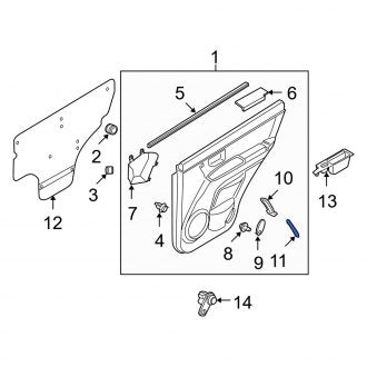 New Fits Kia, Rear Right Door Panel Handle Cover - Part # 837603E000GW