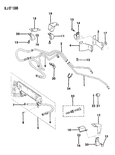 New 1987-1993 Fits Chrysler Grand Cherokee Hose-Trans Oil Cooler - Part # 52003476
