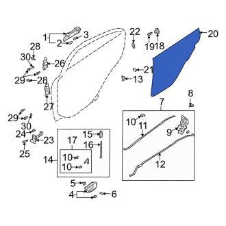 New Fits Kia, Rear Right Door Water Deflector - Part # 0K32A72861A