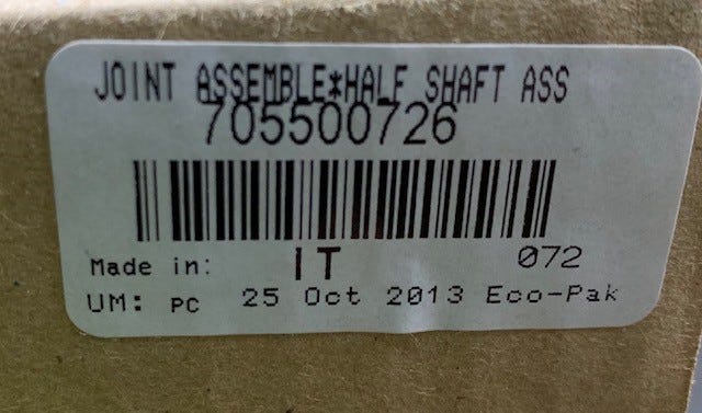 New OEM Genuine Bombardier Recreational Products, Lh Cv Joint - Part # 705500726