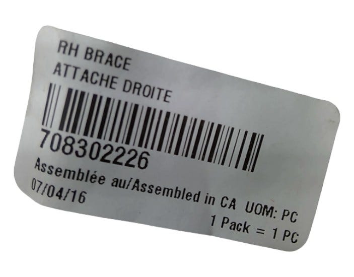 New OEM Genuine Bombardier Recreational Products, Rh Brace - Part # 708302226