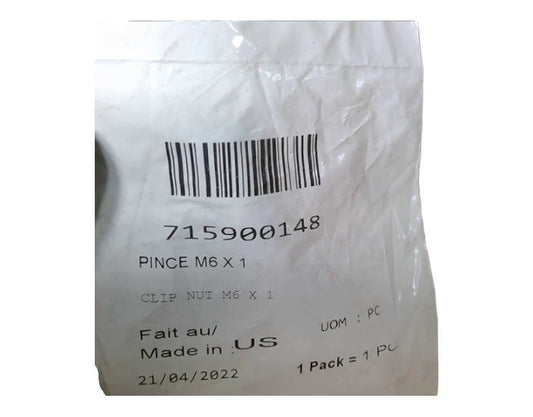New OEM Genuine Bombardier Recreational Products, Clip Nut M6 X 1 - Part # 715900148