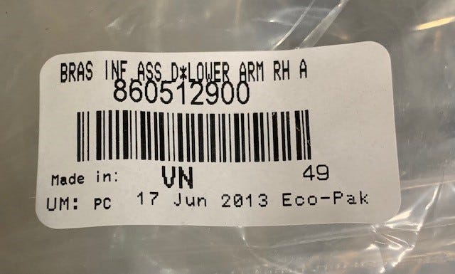 New OEM Genuine Bombardier Recreational Products, Lower Arm Asm Rh - Part # 860512900