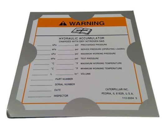 New OEM Genuine Caterpillar, Plate-Warng - Part # 1125534