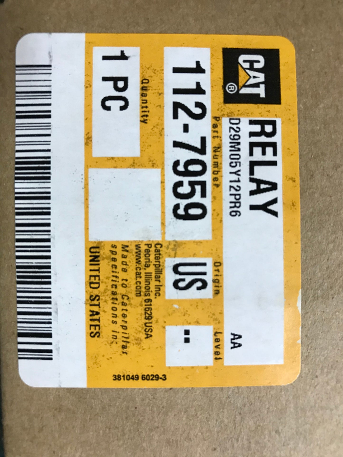 New OEM Genuine Caterpillar, Relay - Part # 1127959