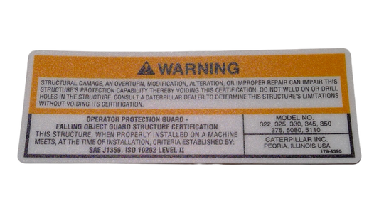 New OEM Genuine Caterpillar, Plate Warng - Part # 1794395