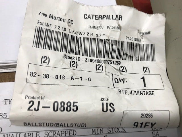 New OEM Genuine Caterpillar, Ballstud - Part # 2J0885