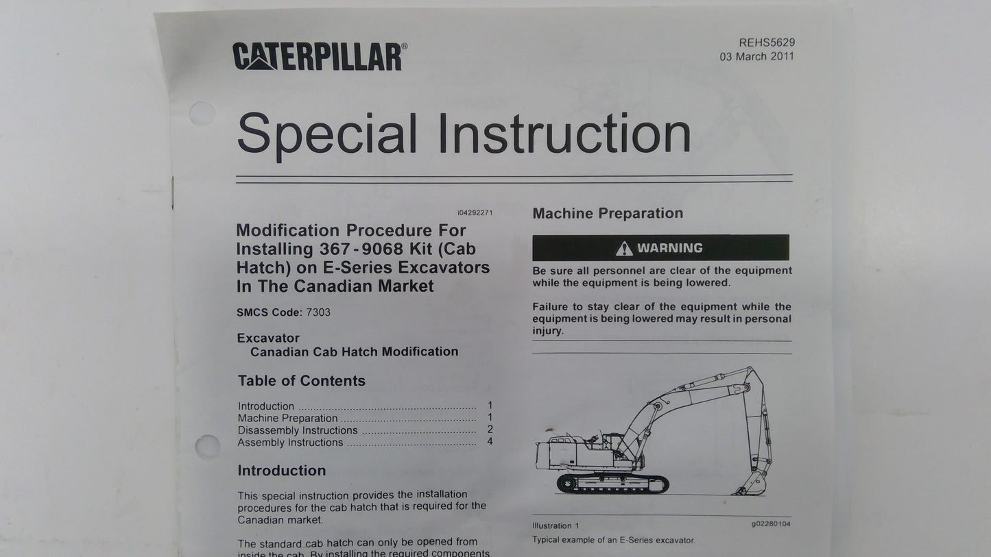 New OEM Genuine Caterpillar, Kit Cab Hatc - Part # 3679068