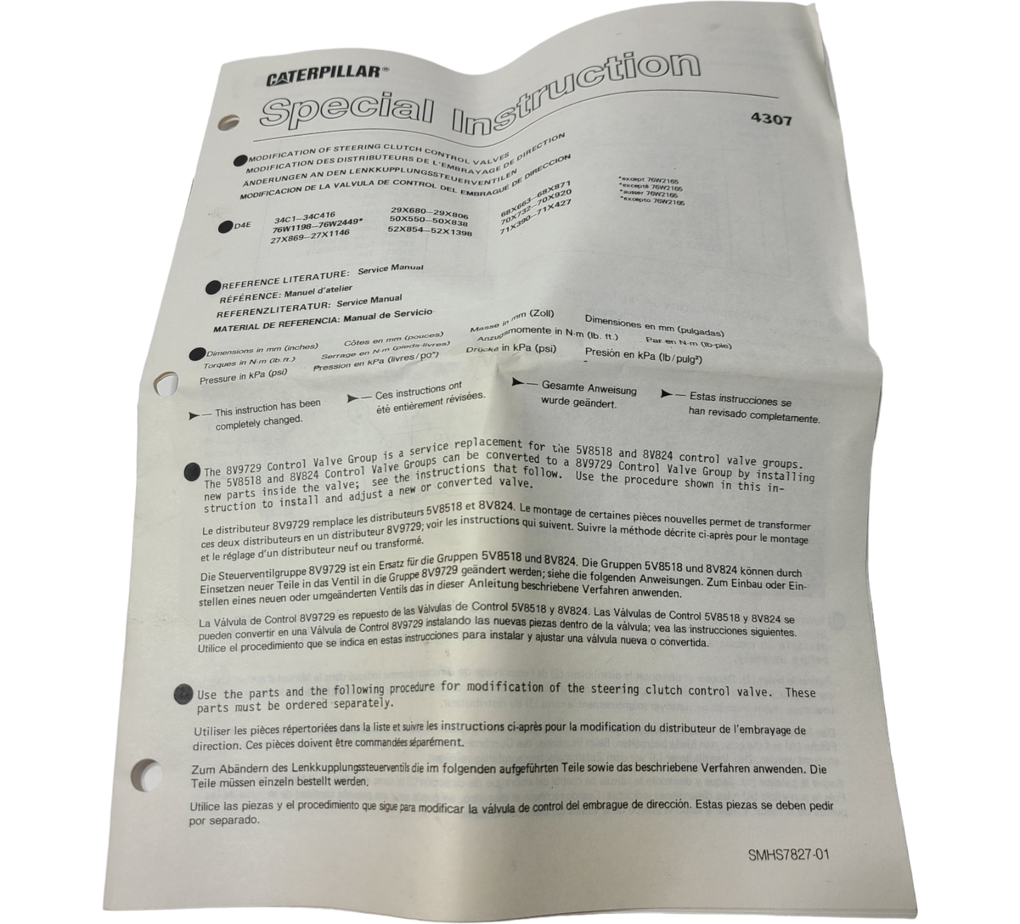 New OEM Genuine Caterpillar, Valve G - Part # 8V0824