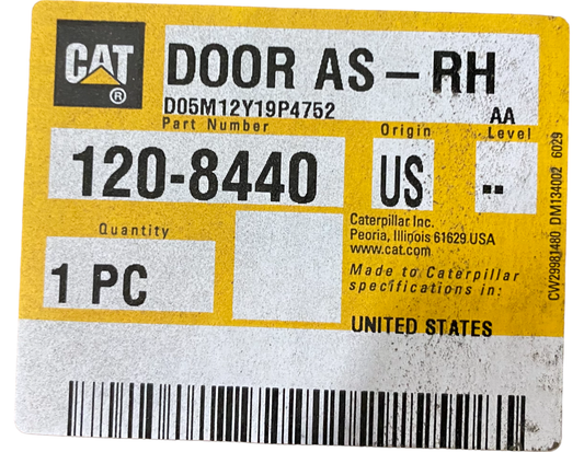 New OEM Genuine Caterpillar, Door Assy-Rh - Part # 1208440